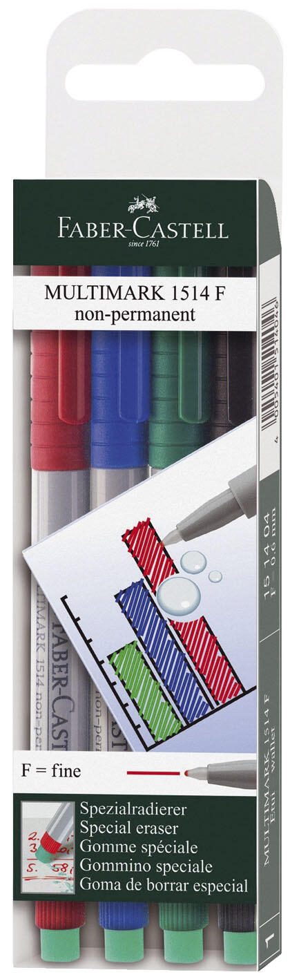 FABER-CASTELL Multimark 1514 F non-permanent Folienstifte-Set 0.6 mm Mehrfarbig