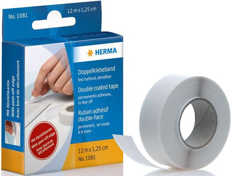 HERMA doppelseitiges Klebeband 12 mm x 12 m weiß