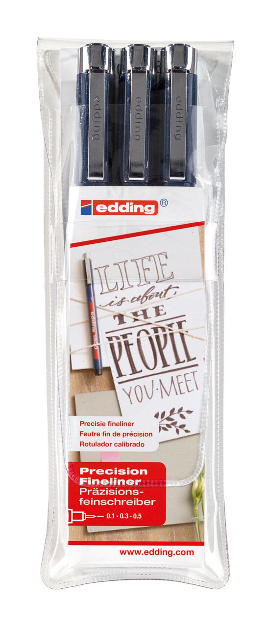 edding 1800 Fineliner 0.1 + 0.3 + 0.5 mm Schwarz