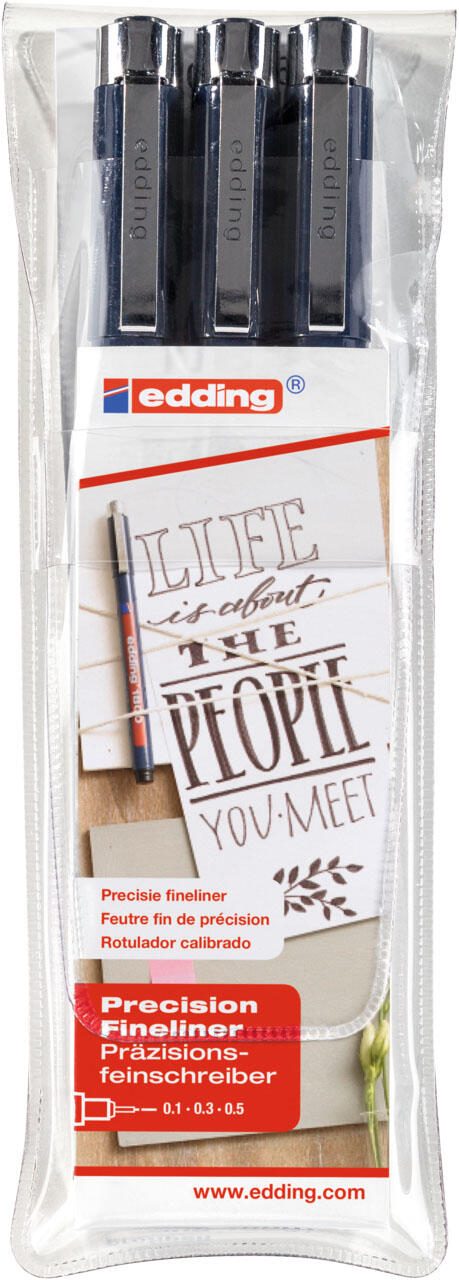 edding 1800 Fineliner 0.1 + 0.3 + 0.5 mm Schwarz
