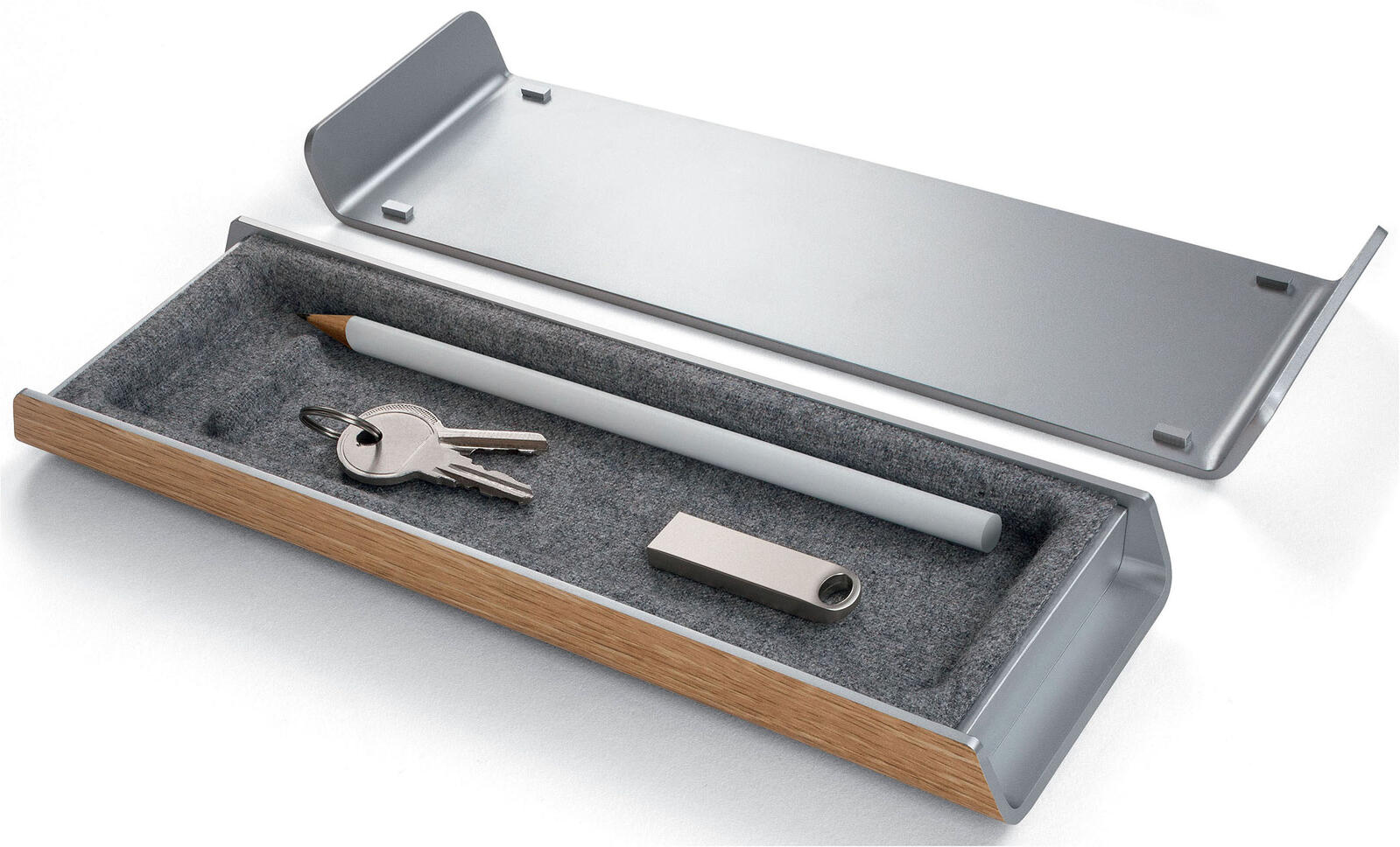 SIGEL Stiftablage 24,0 x 7,5 x 2,3 cm silber/holzfarben