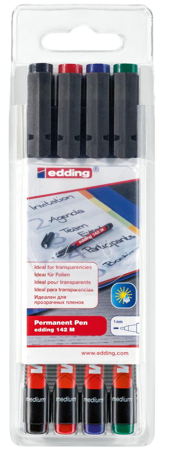 edding 142 M permanent Folienstifte-Set 1.0 mm Mehrfarbig