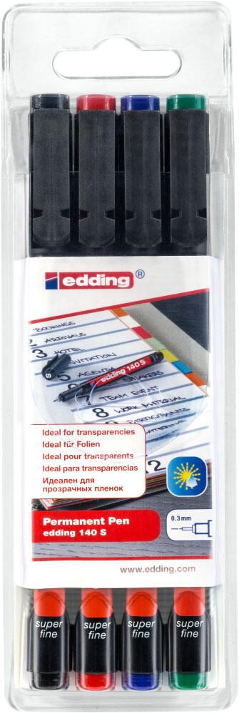 edding 140 S permanent Folienstifte-Set 0.3 mm Mehrfarbig