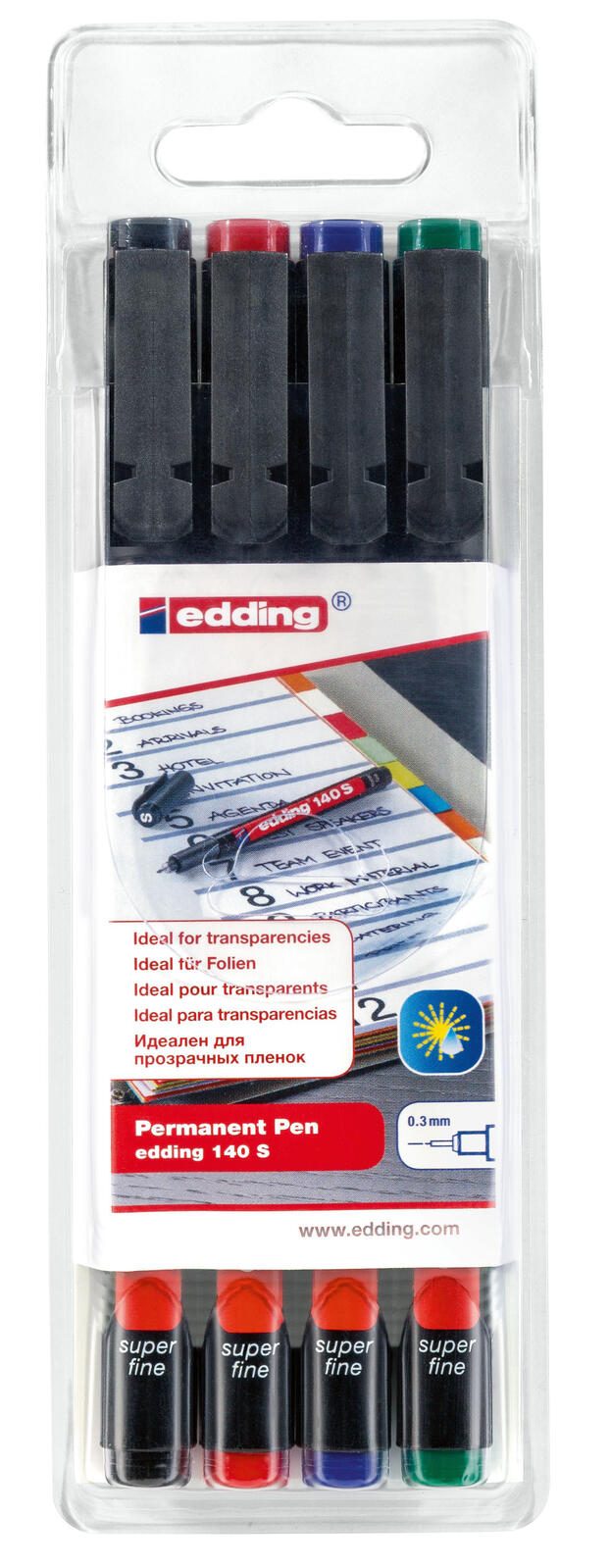 edding 140 S permanent Folienstifte-Set 0.3 mm Mehrfarbig