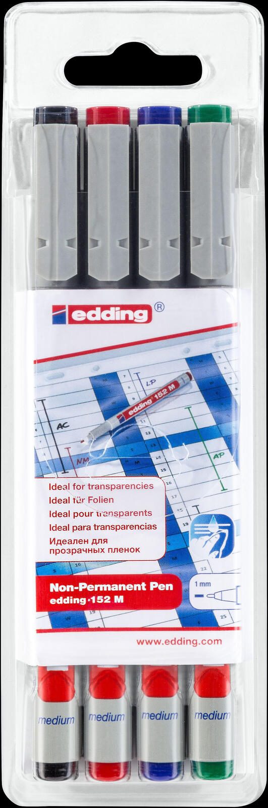 edding 152 M non-permanent Folienstifte-Set 1.0 mm Mehrfarbig