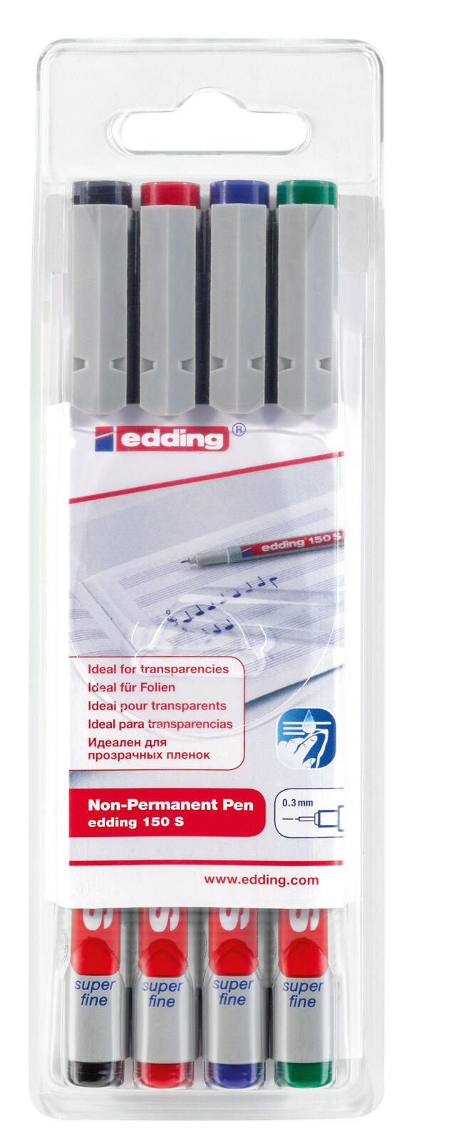 edding 150 S non-permanent Folienstifte-Set 0.3 mm Mehrfarbig