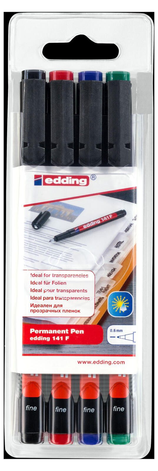 edding 141 F permanent Folienstifte-Set 0.6 mm Mehrfarbig