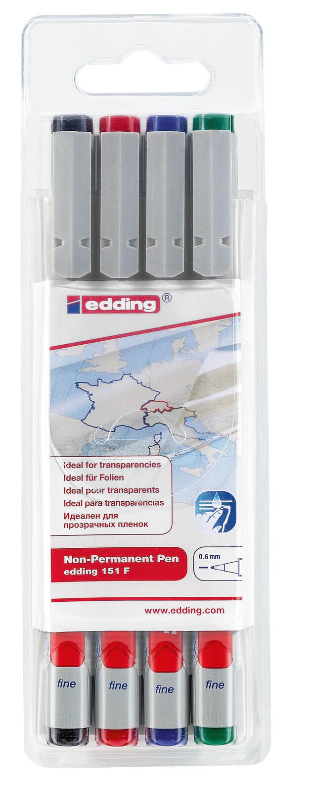 edding 151 F non-permanent Folienstifte-Set 0.6 mm Mehrfarbig