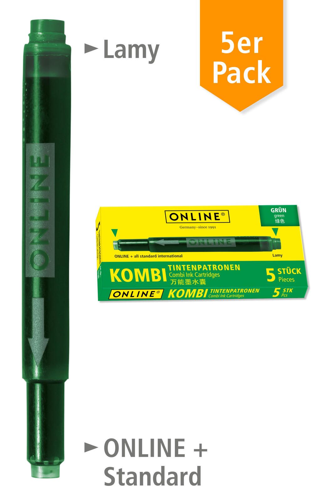 ONLINE® Tintenpatronen für Füller grün