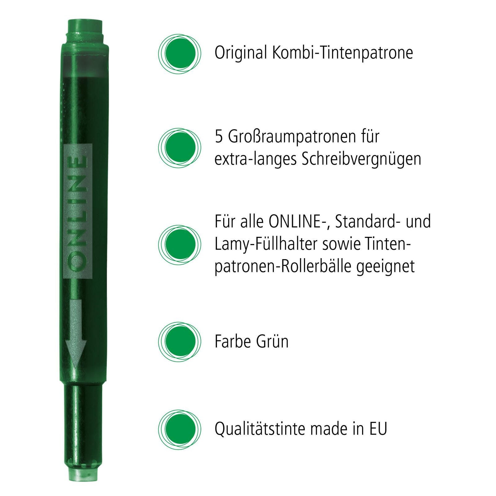 ONLINE® Tintenpatronen für Füller grün