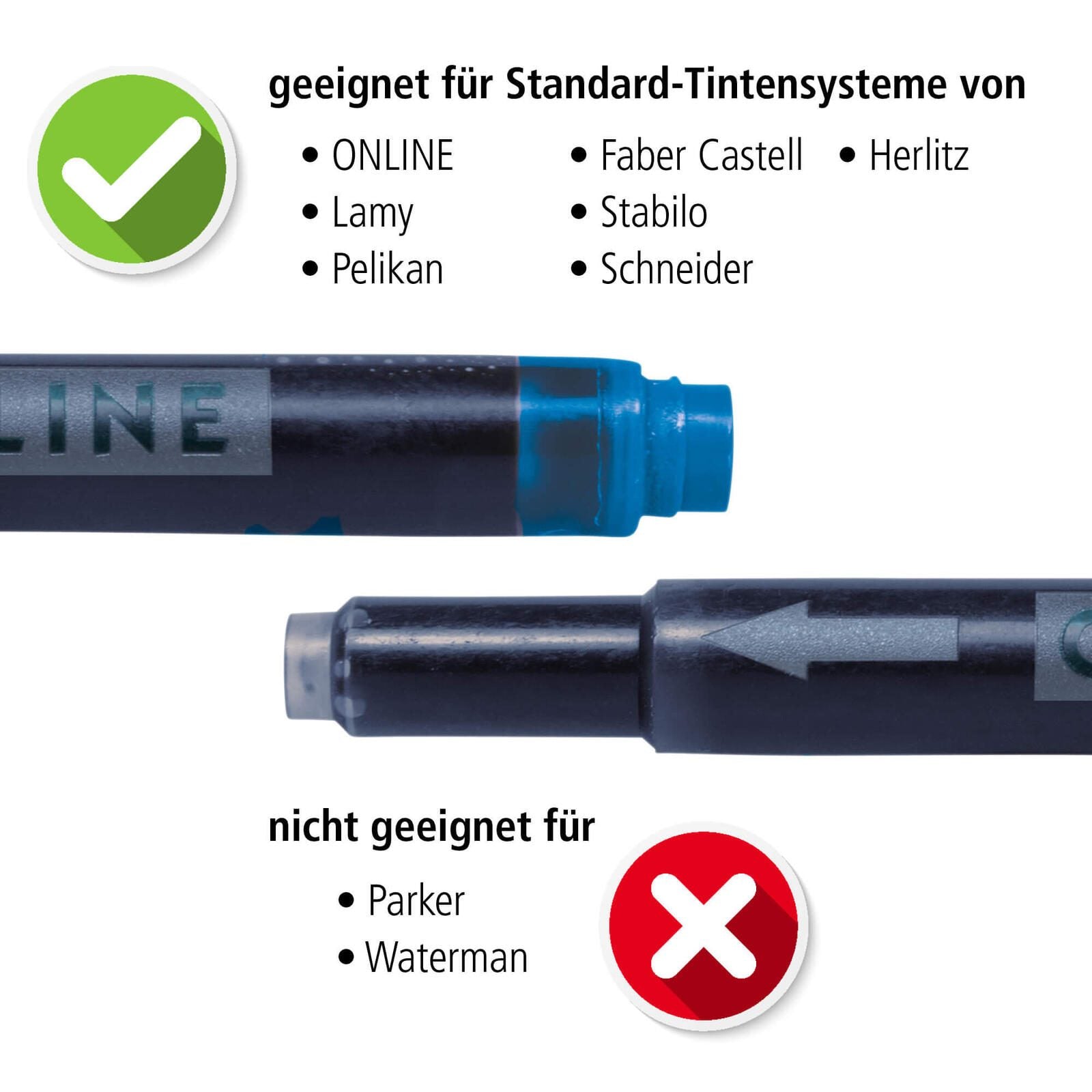ONLINE® Tintenpatronen für Füller grün