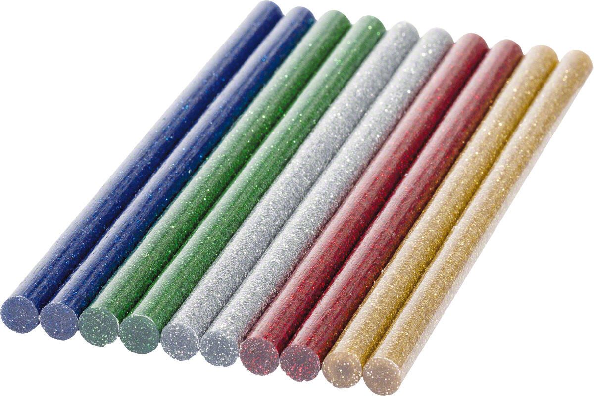 BOSCH Heißklebesticks Glitterfarben gold, silber, rot, dunkelblau, grün