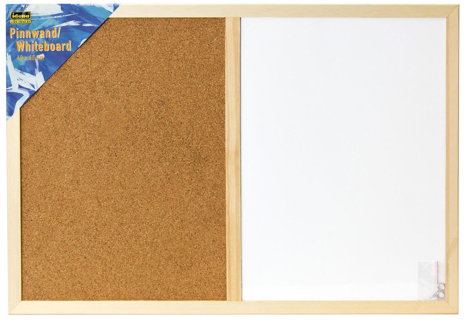 Idena Whiteboard-Pinnwand 60,0 x 40,0 cm Kork/Whiteboard braun/weiß