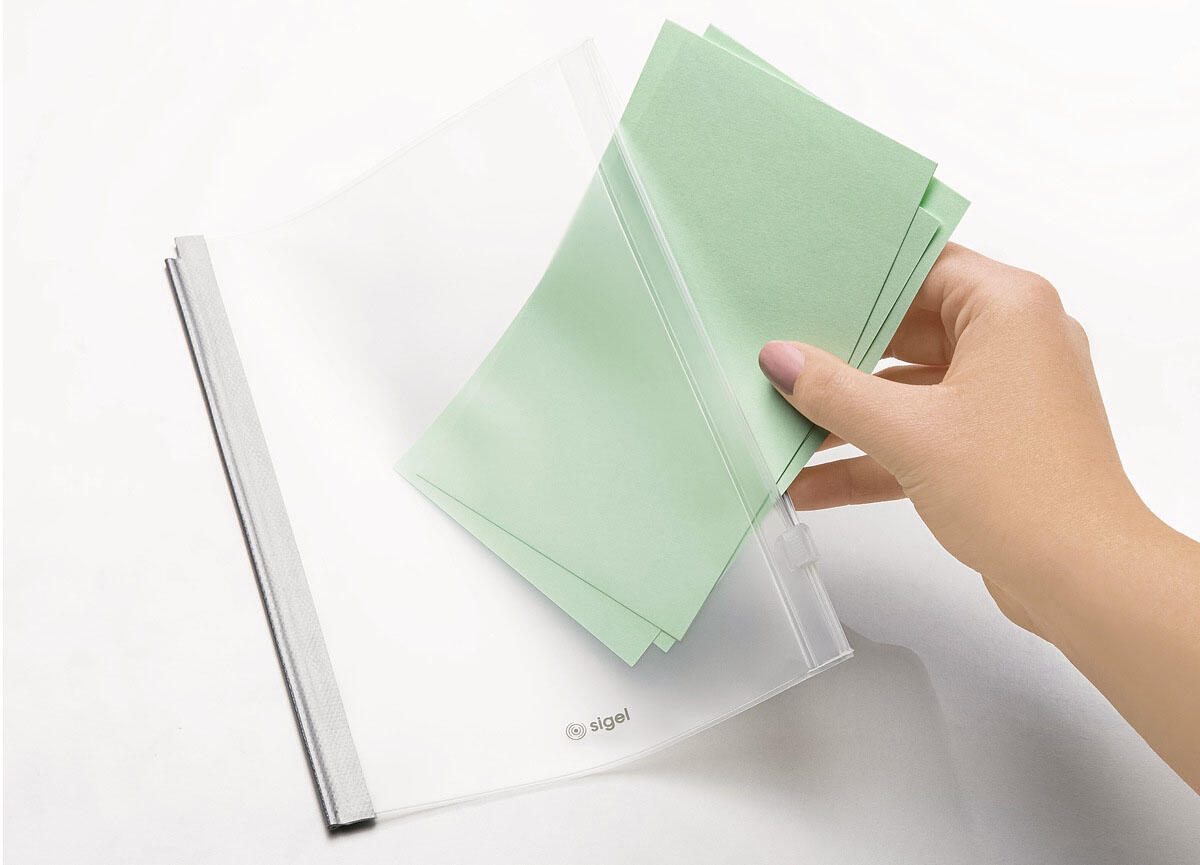 SIGEL Gleitverschlusstasche für Konferenzmappe A4 transparent
