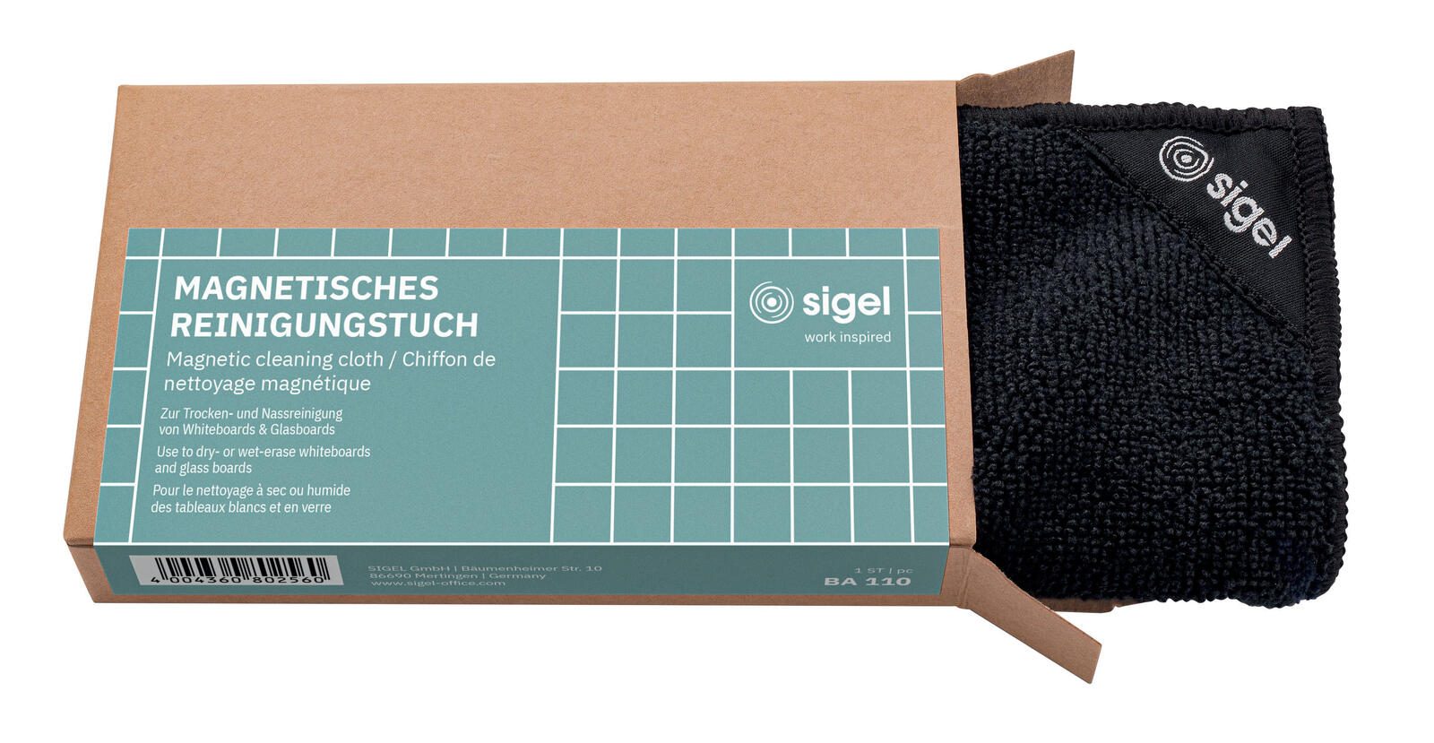 SIGEL Mikrofasertuch für Glastafeln schwarz