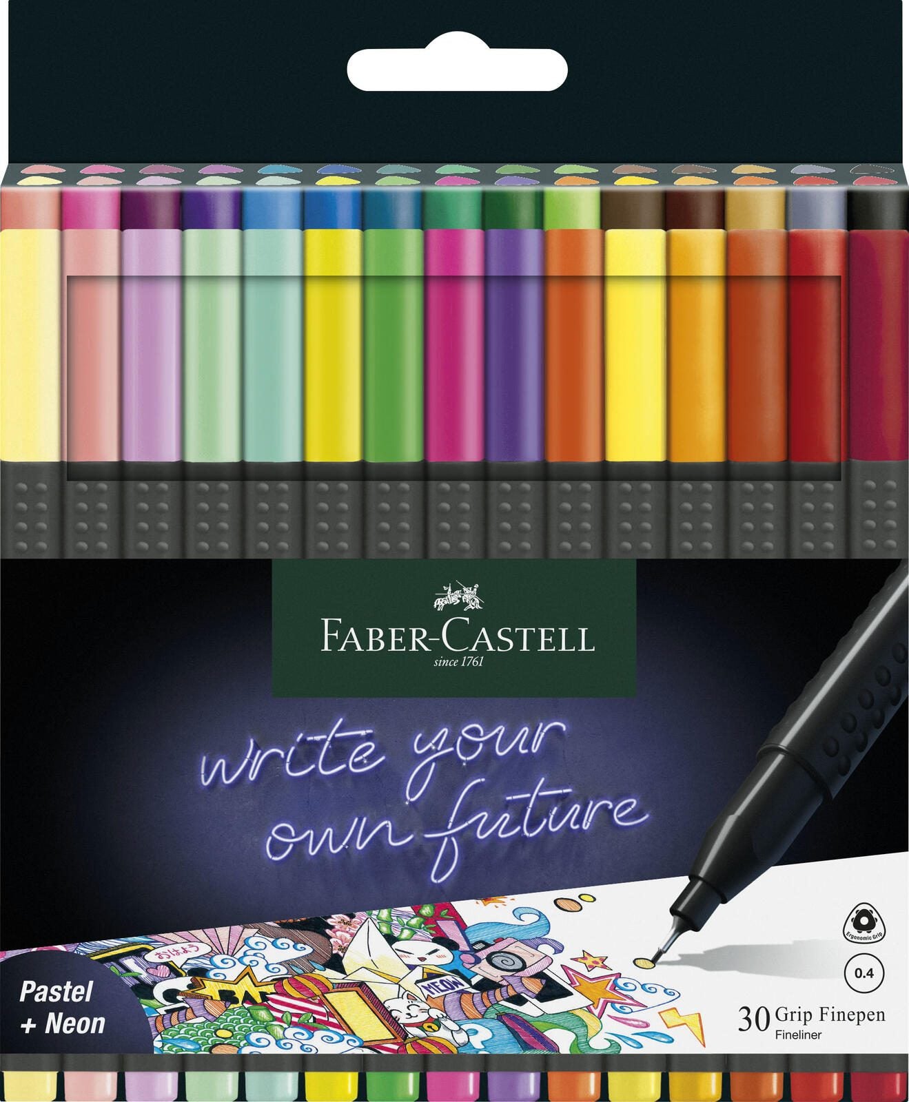 FABER-CASTELL Finepen Grip Fineliner 0.4 mm Mehrfarbig