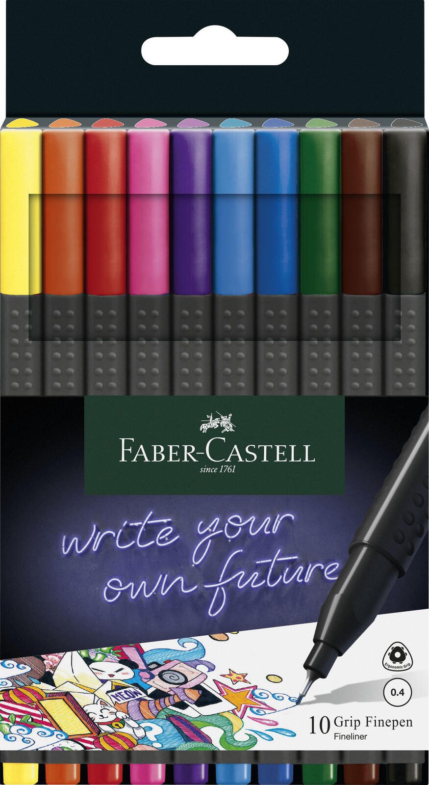 FABER-CASTELL Finepen Grip Fineliner 0.4 mm Mehrfarbig
