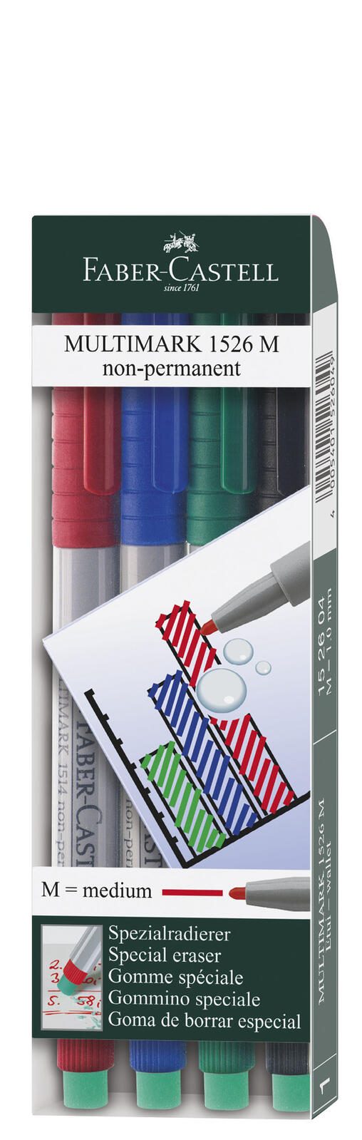 FABER-CASTELL Multimark 1526 M non-permanent Folienstifte-Set 1.0 mm Mehrfarbig