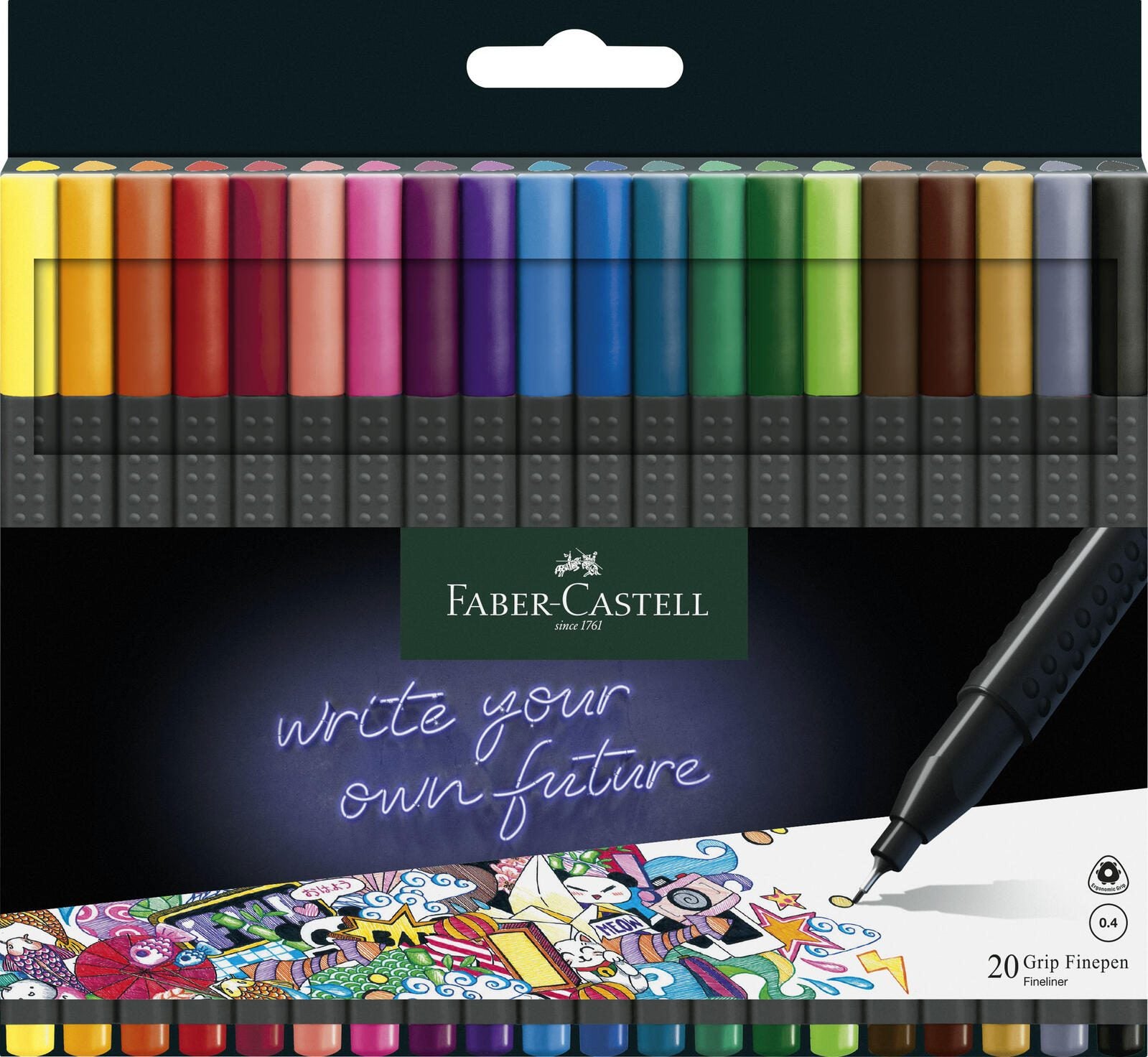 FABER-CASTELL Finepen Grip Fineliner 0.4 mm Mehrfarbig