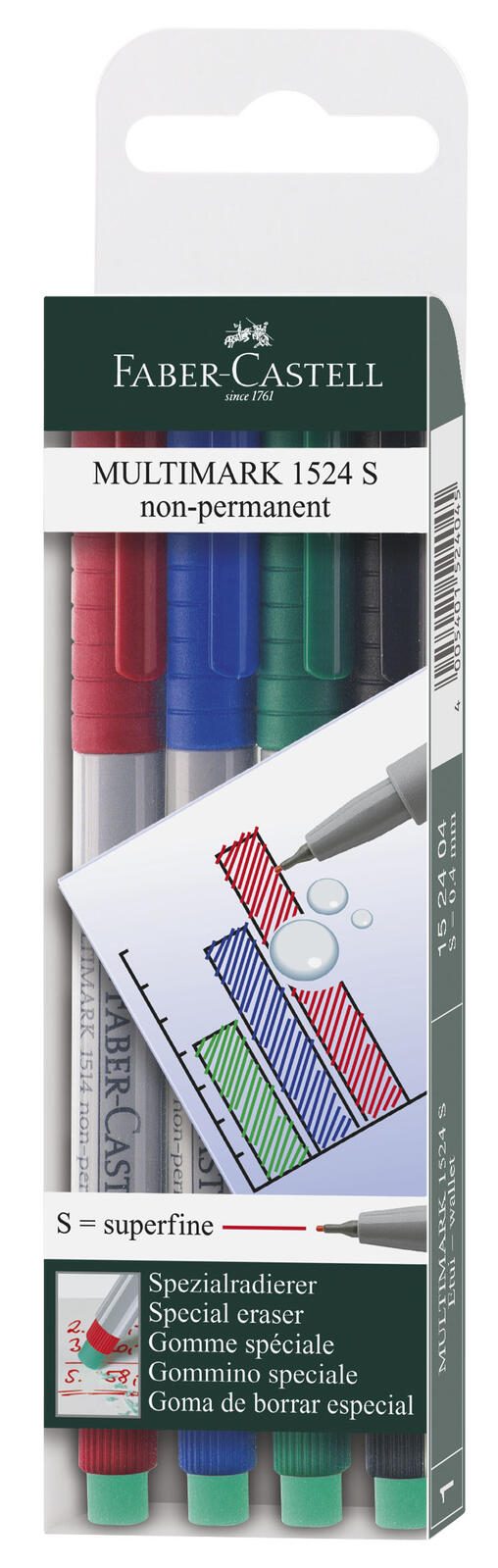 FABER-CASTELL Multimark 1524 S non-permanent Folienstifte-Set 0.4 mm Mehrfarbig