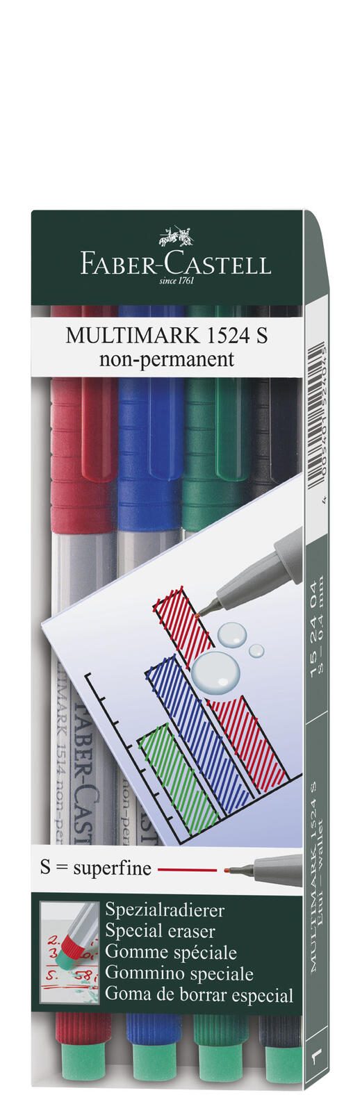 FABER-CASTELL Multimark 1524 S non-permanent Folienstifte-Set 0.4 mm Mehrfarbig