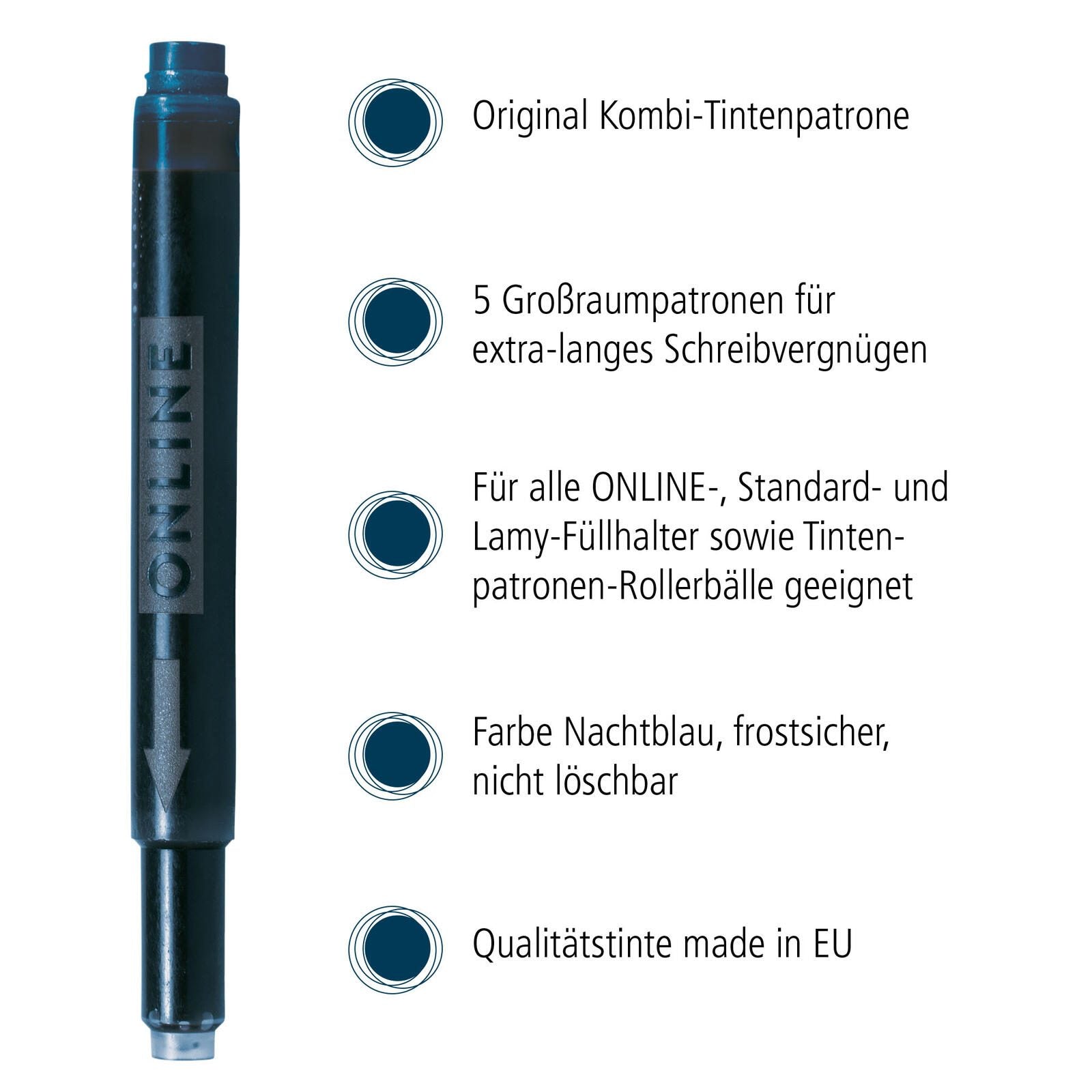 ONLINE® Tintenpatronen für Füller nachtblau