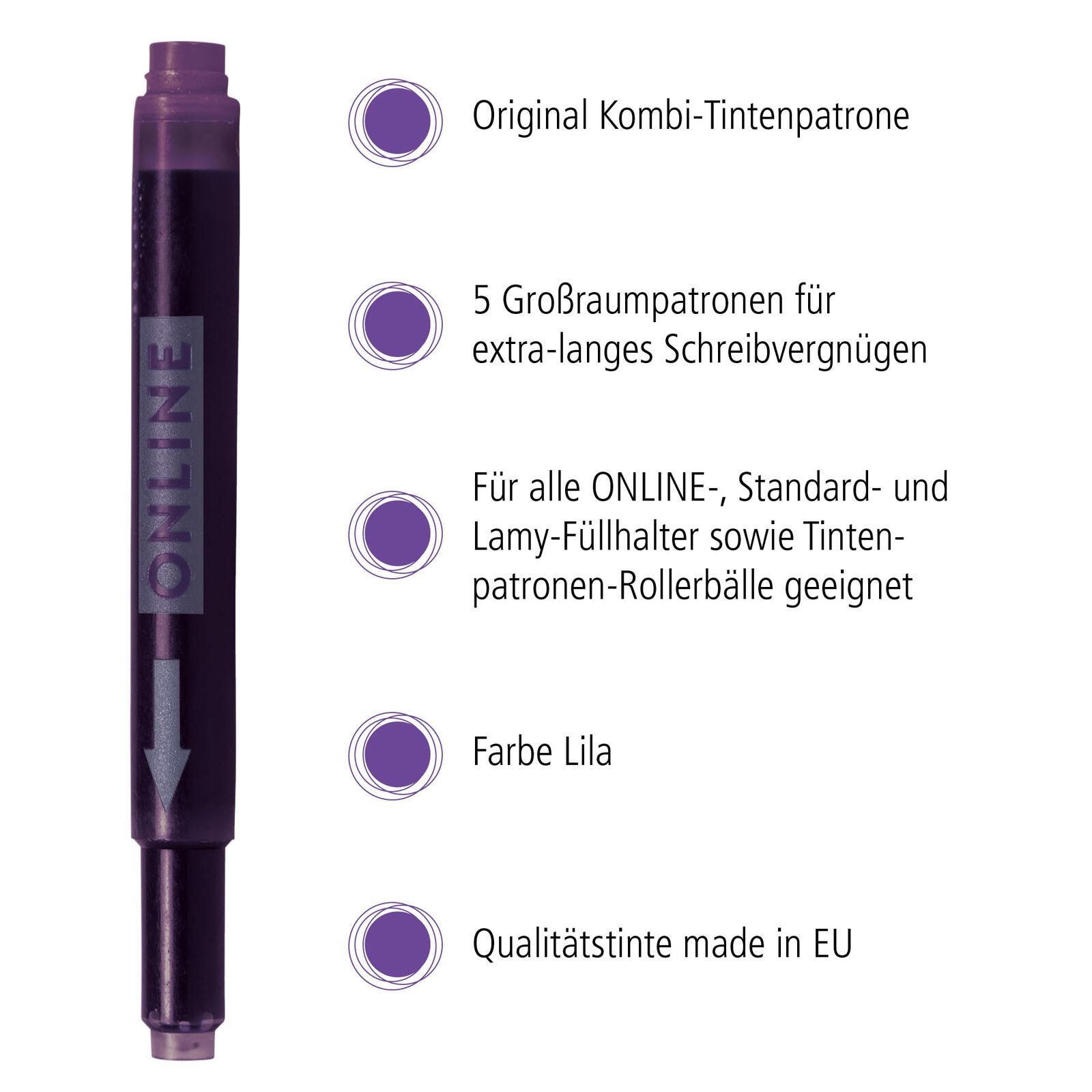 ONLINE® Tintenpatronen für Füller lila