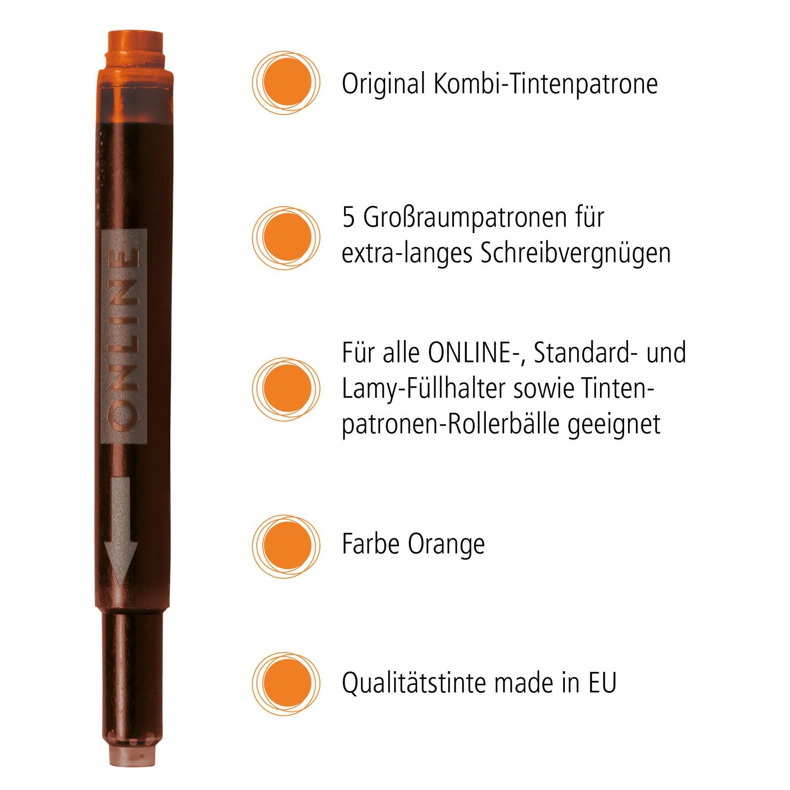 ONLINE® Tintenpatronen für Füller orange