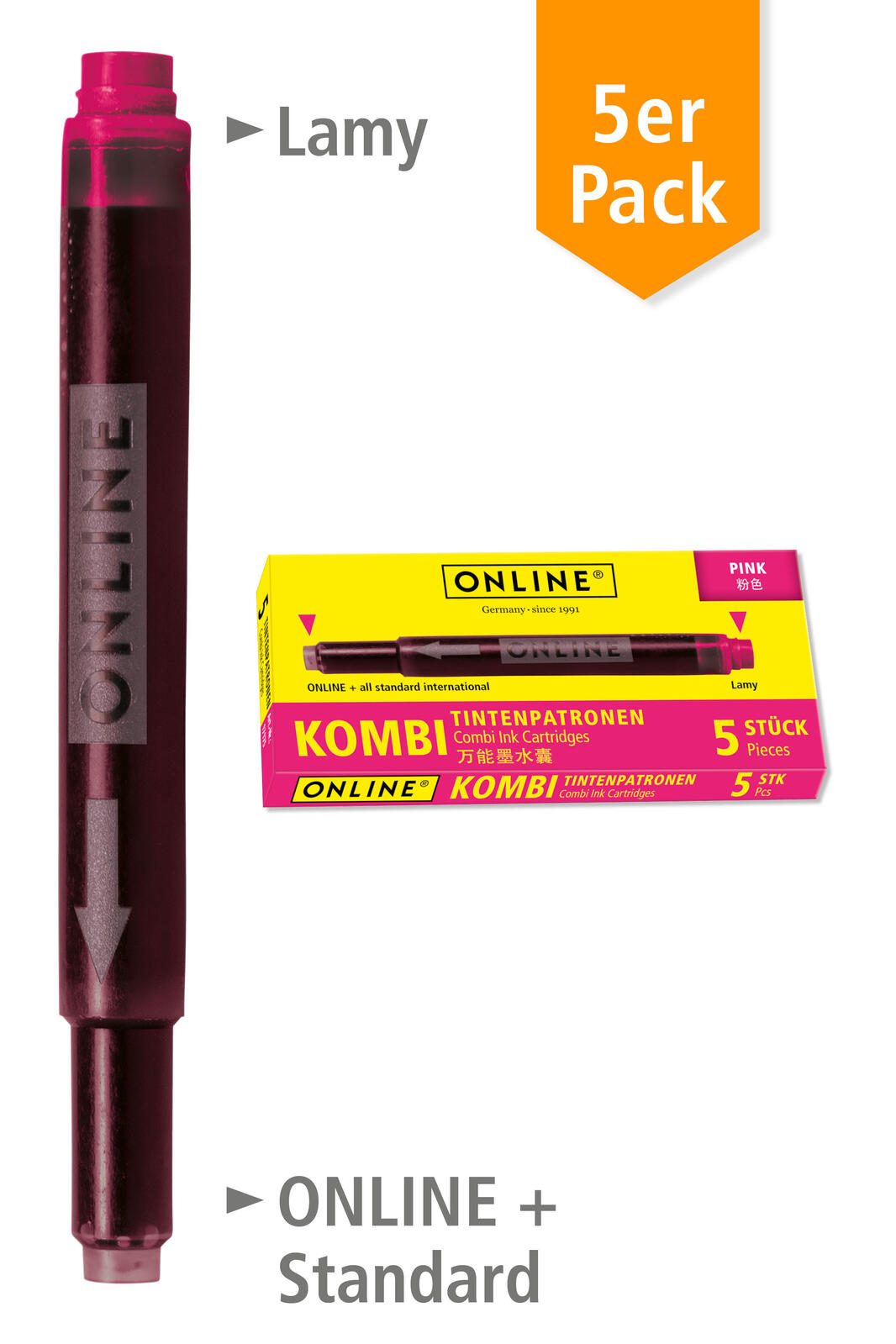 ONLINE® Tintenpatronen für Füller pink