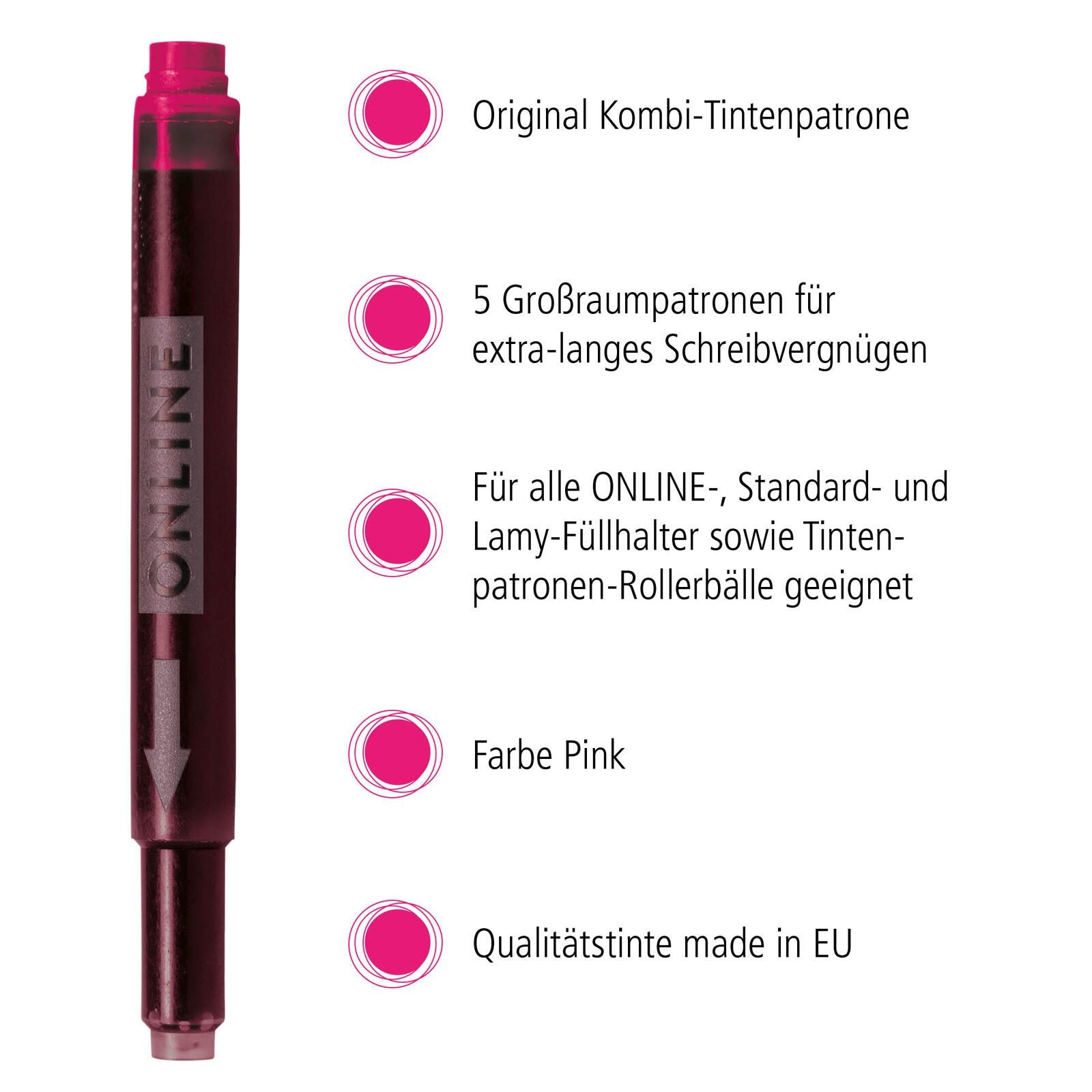 ONLINE® Tintenpatronen für Füller pink