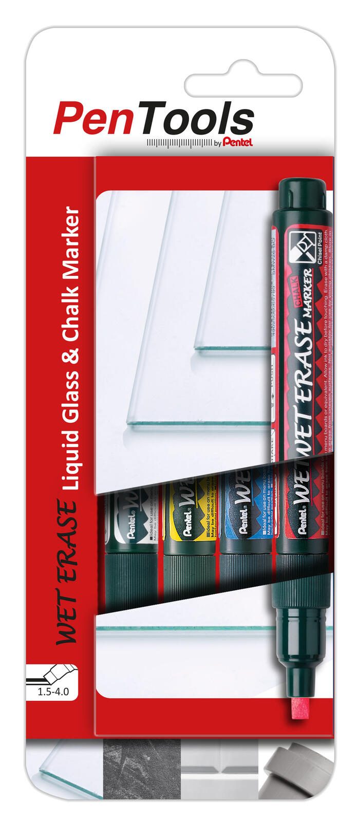 Pentel Wet Erase Kreidemarker 1.5 - 4.0 mm Mehrfarbig