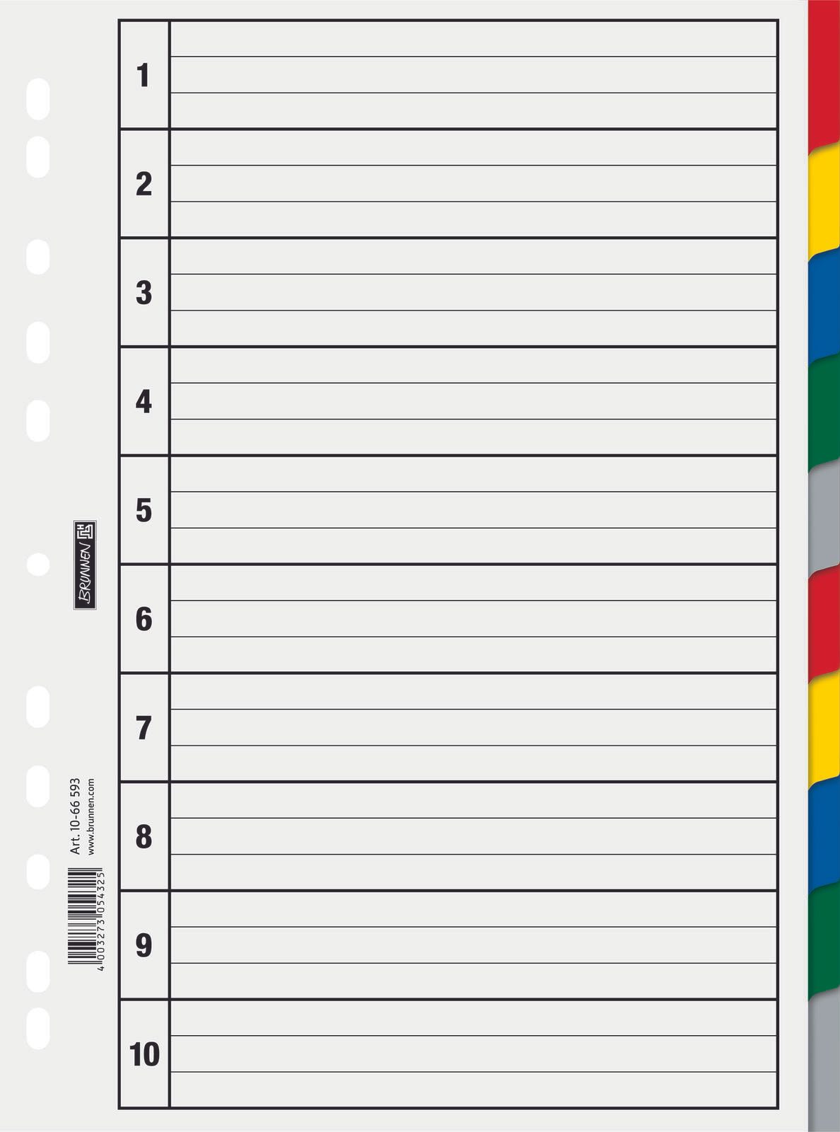 BRUNNEN Ordnerregister Vollformat blanko DIN A4