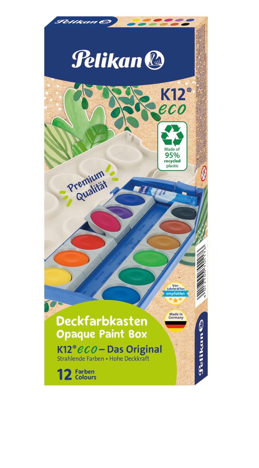 Pelikan Wasserfarbkasten 12 Farben und 1 Tube Deckweiß