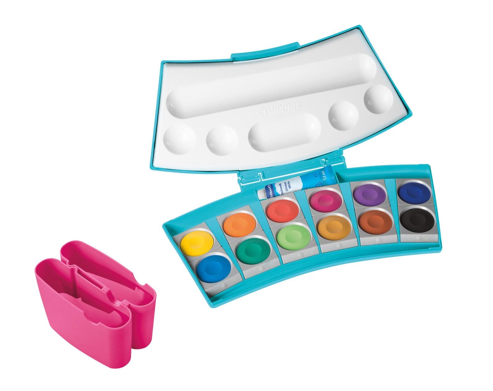 Pelikan Wasserfarbkasten 2 Wasserboxen + Deckweiß und 12 Farben