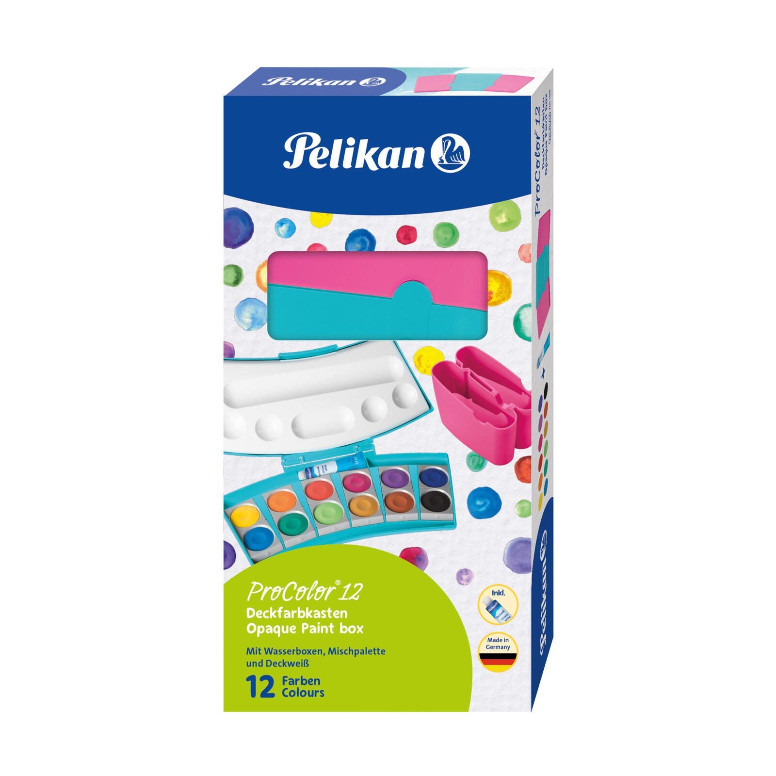 Pelikan Wasserfarbkasten 2 Wasserboxen + Deckweiß und 12 Farben