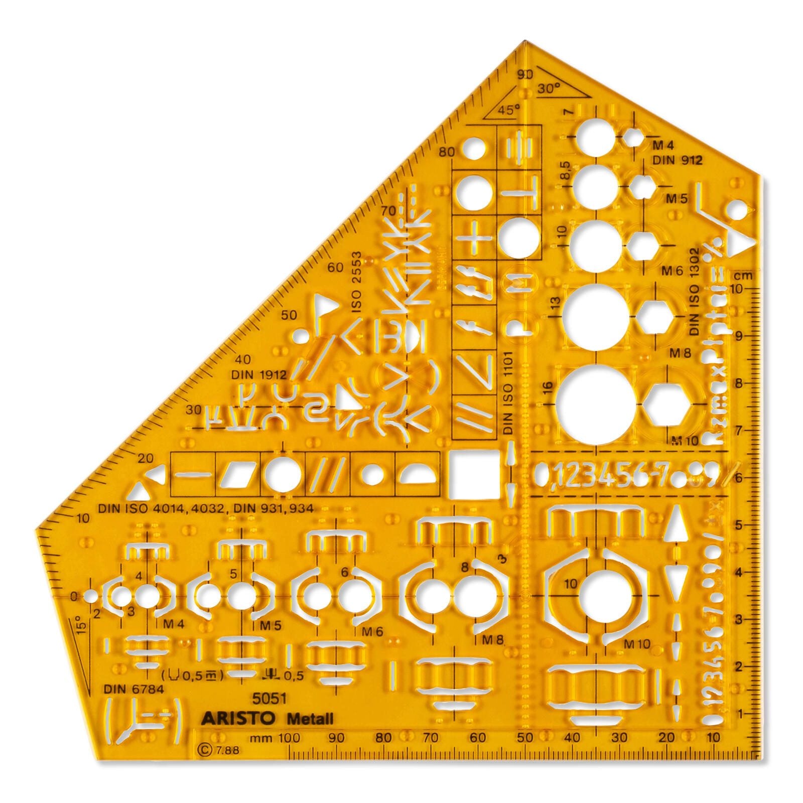ARISTO Zeichenschablone gelb-transparent