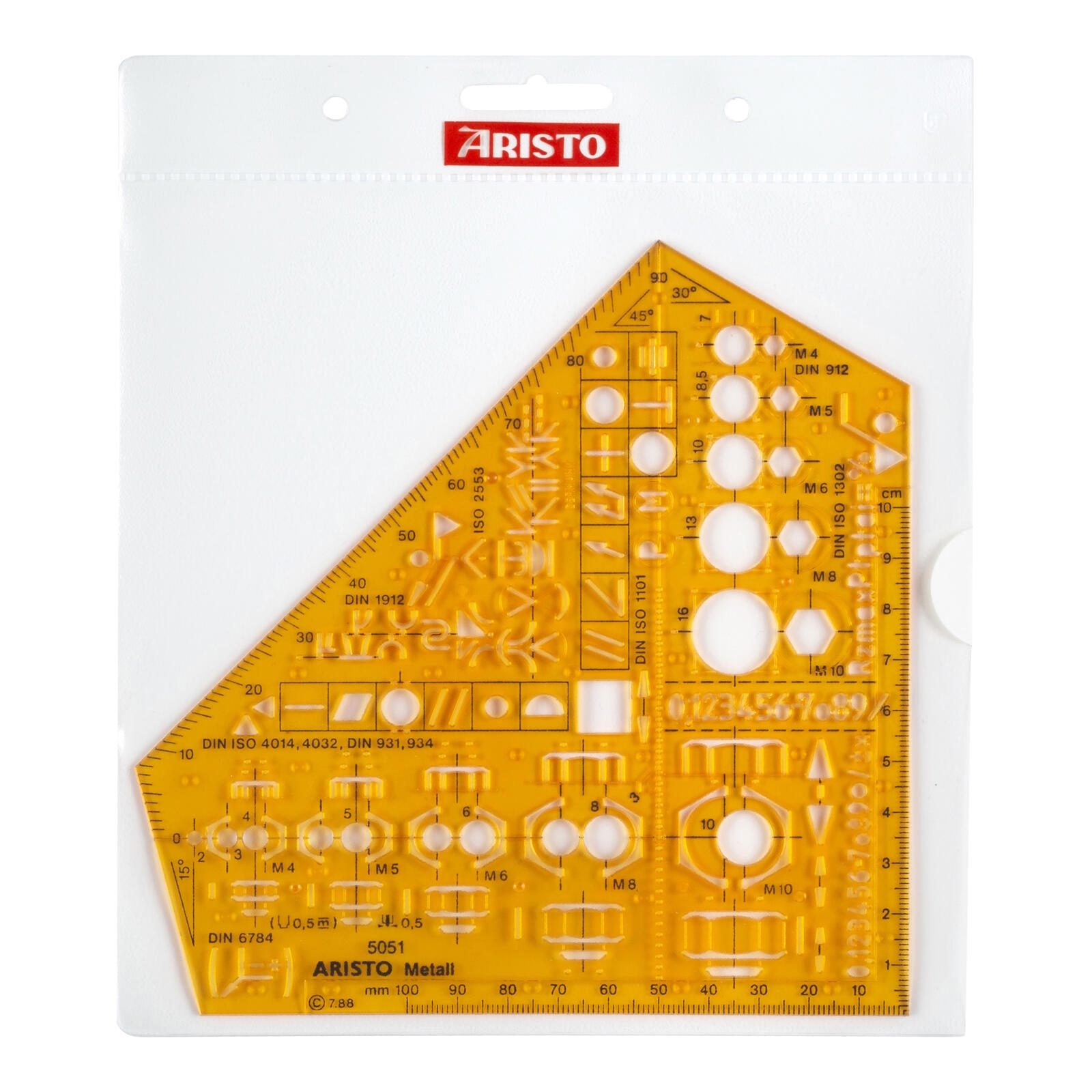 ARISTO Zeichenschablone gelb-transparent