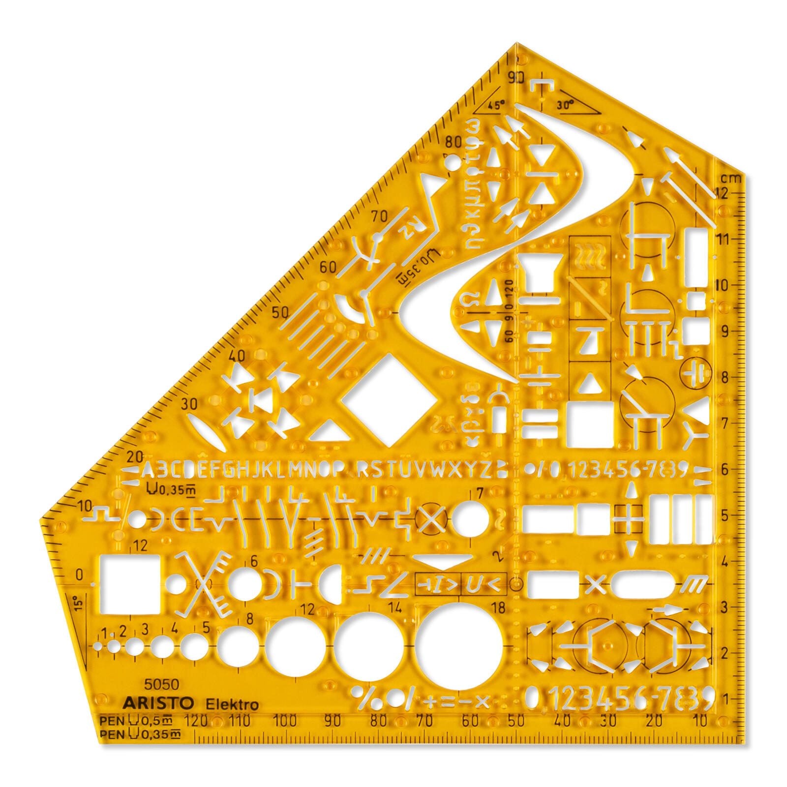 ARISTO Zeichenschablone gelb-transparent