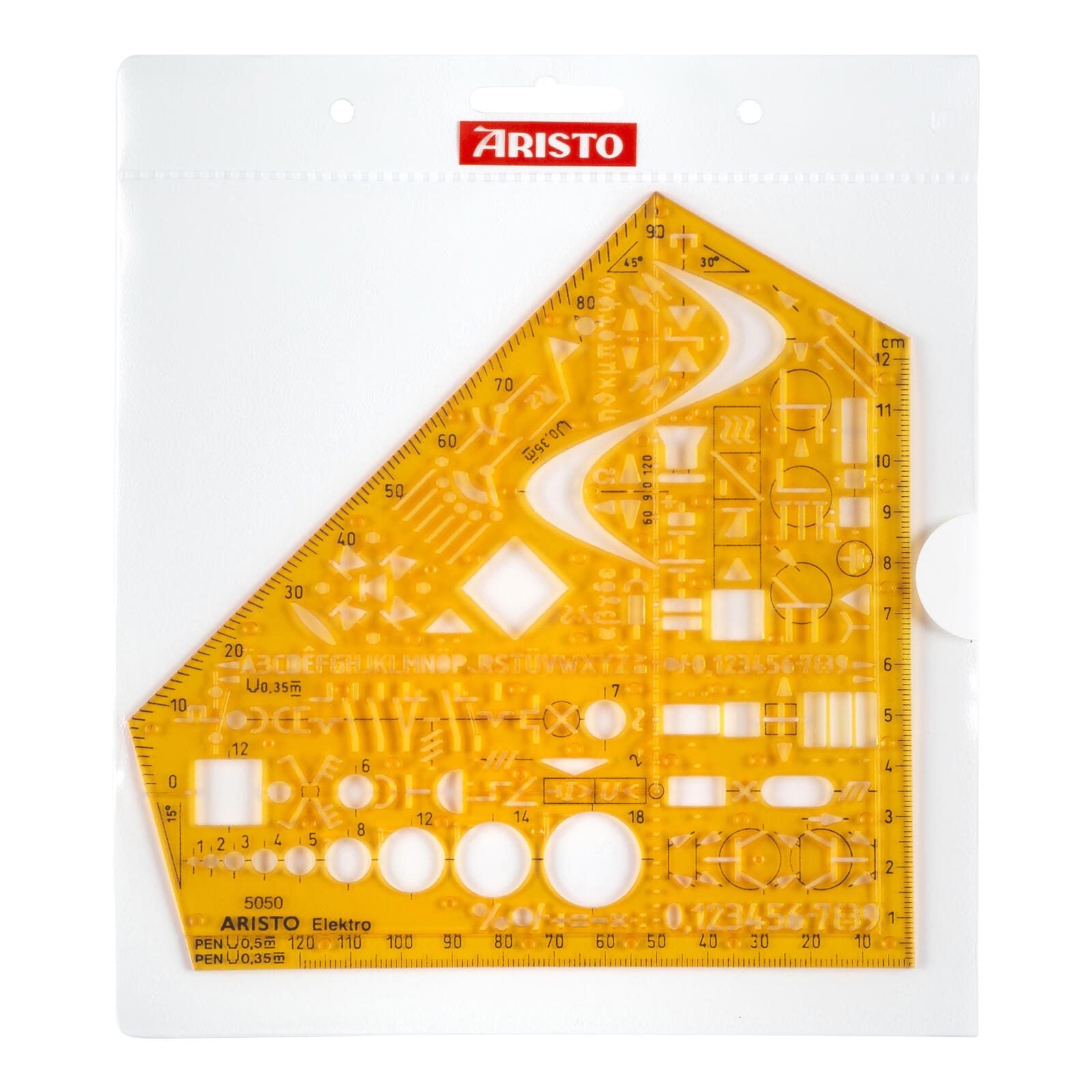 ARISTO Zeichenschablone gelb-transparent