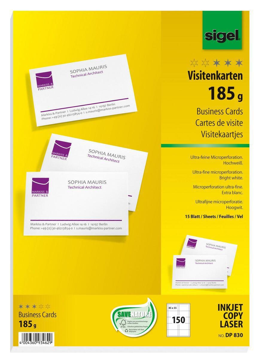 SIGEL Visitenkarten 185 g/m² matt hochweiß