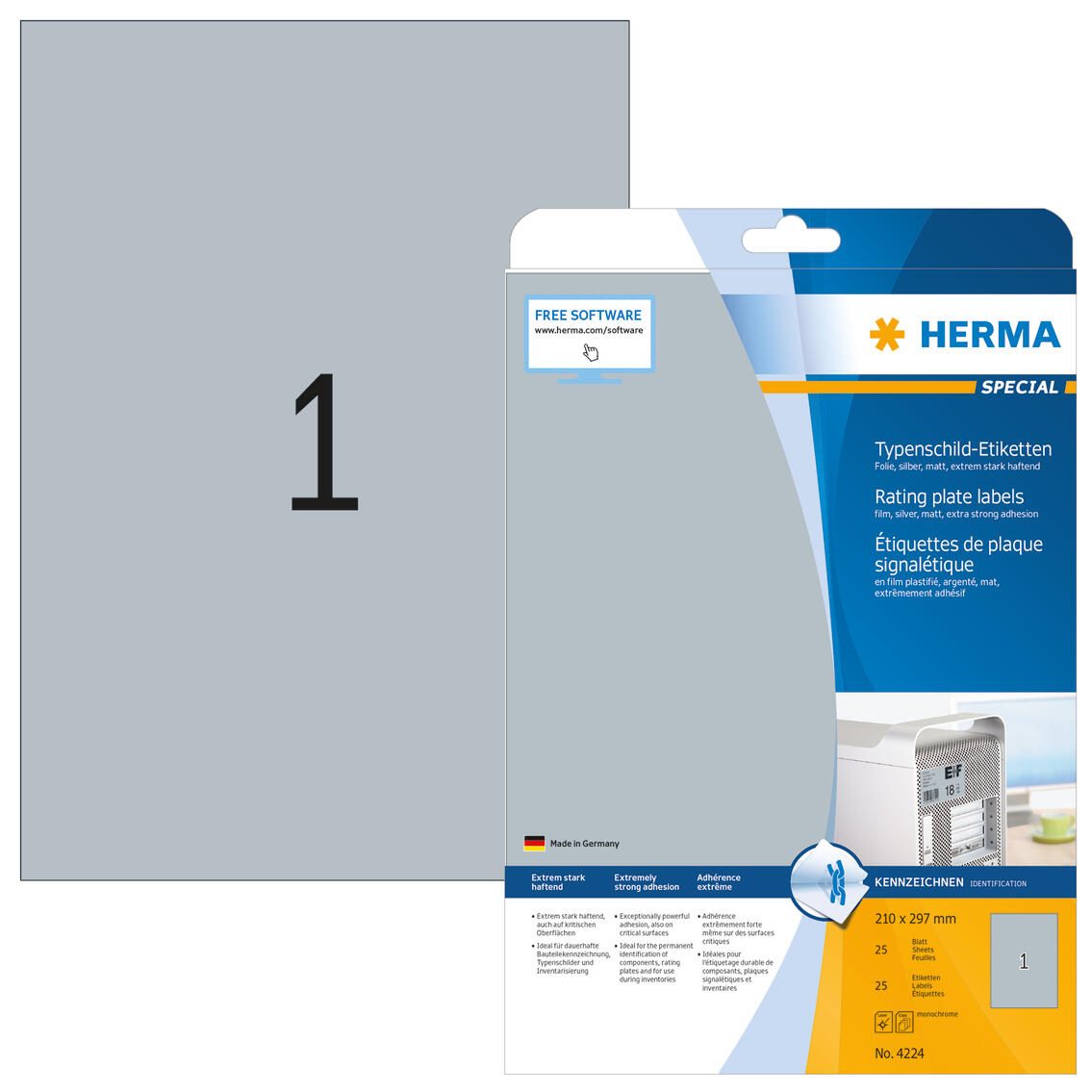 HERMA Typenschildetiketten 210,0 x 297,0 mm