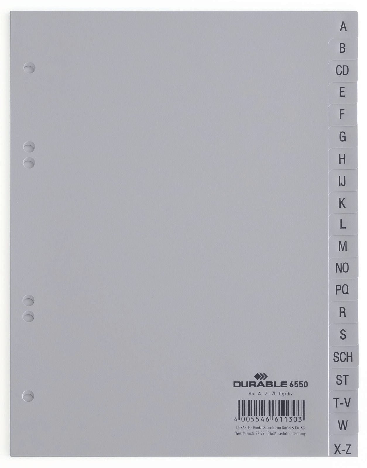 DURABLE Ordnerregister Halbformat A-Z DIN A5 hoch