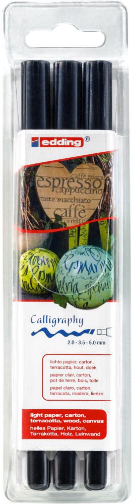 edding Filzstifte Schwarz 2.0 + 3.5 + 5.0 mm