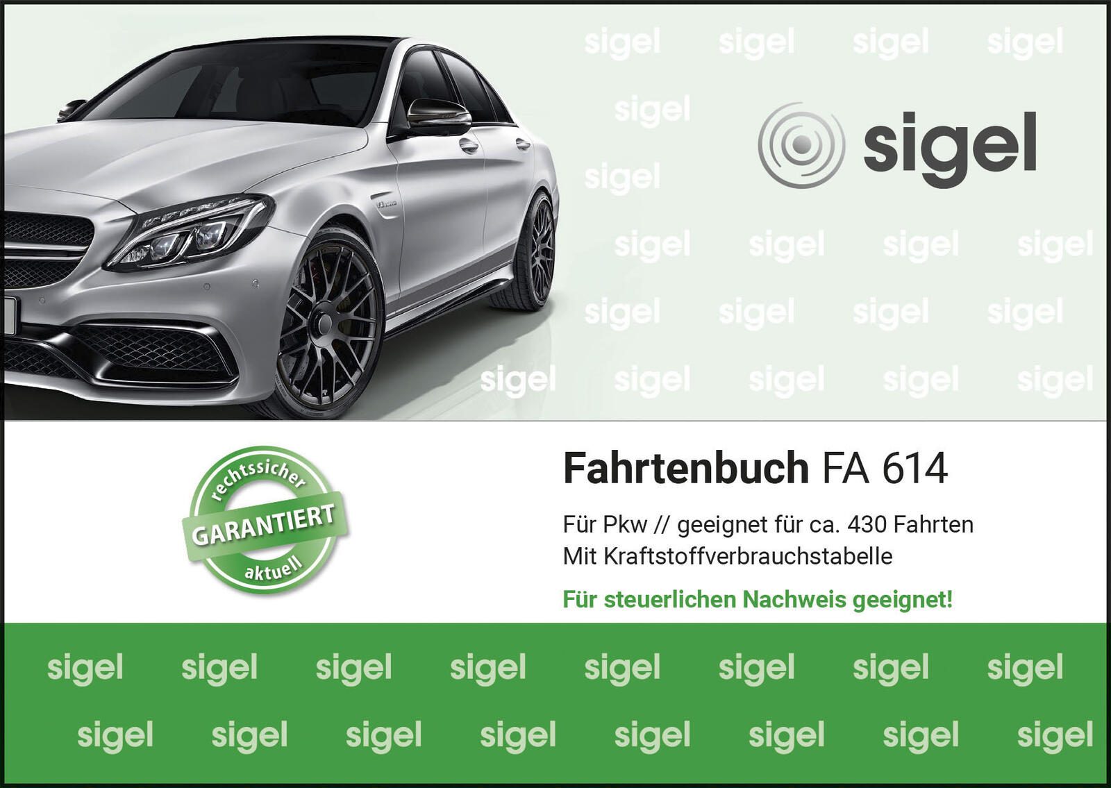 SIGEL Fahrtenbuch, Pkw mit Kraftstoffverbrauch Formularbücher FA614 + GRATIS 1 St.