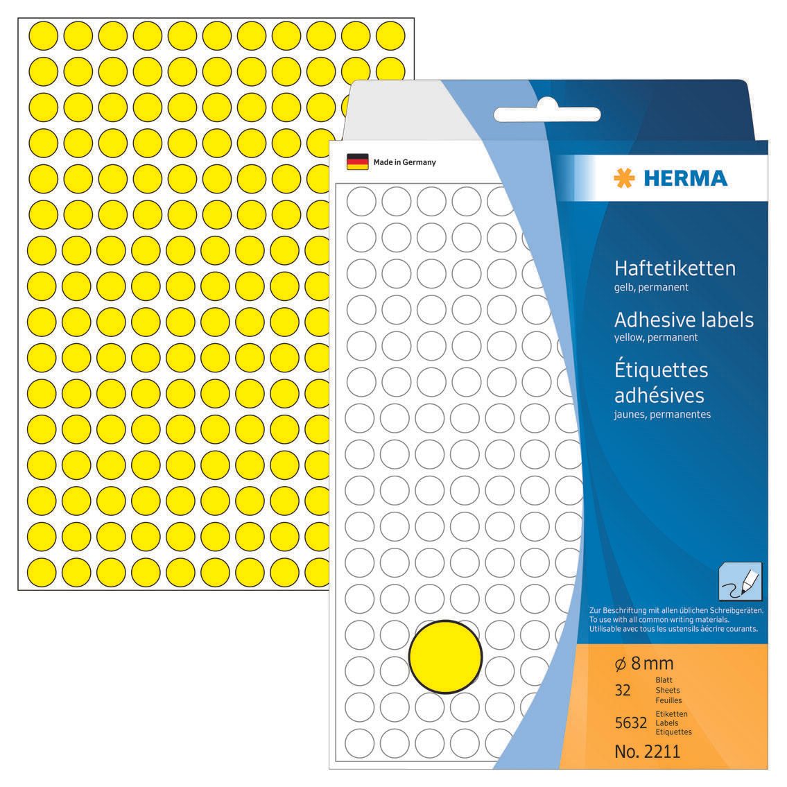 HERMA Klebepunkte Ø 8,0 mm gelb