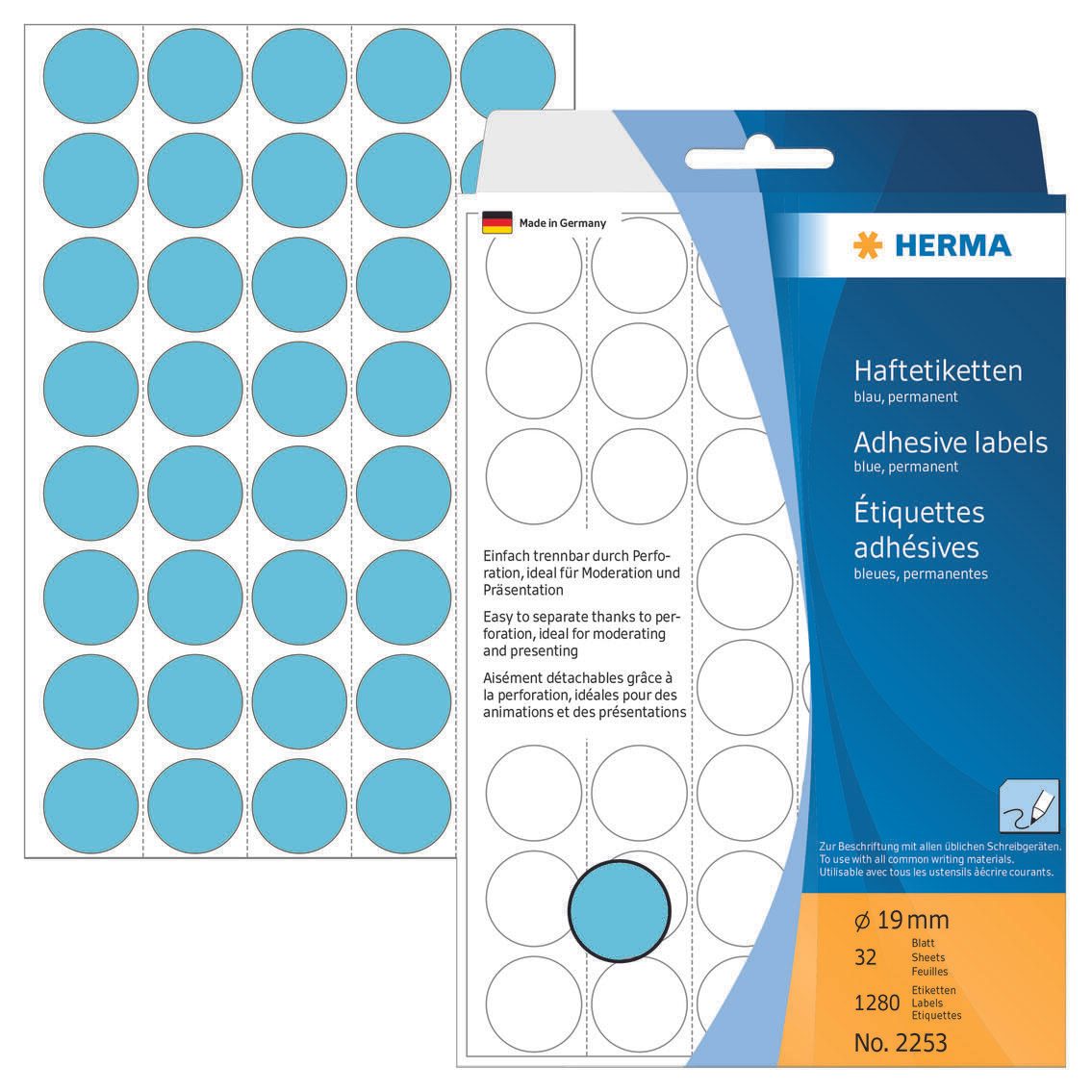 HERMA Klebepunkte Ø 19,0 mm blau