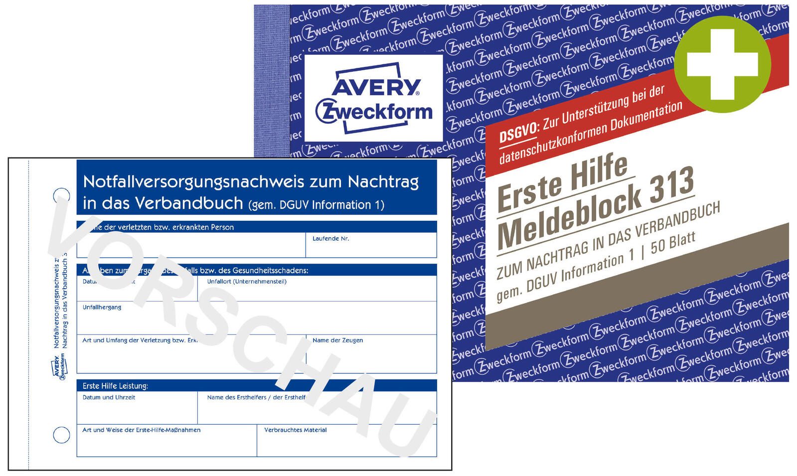 AVERY Zweckform Formularbuch Erste Hilfe Meldeblock DIN A6 quer 1x 50 Seiten
