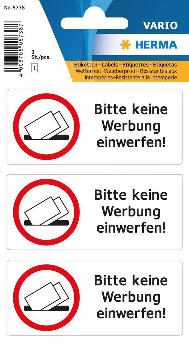 HERMA Hinweisetiketten Keine Werbung