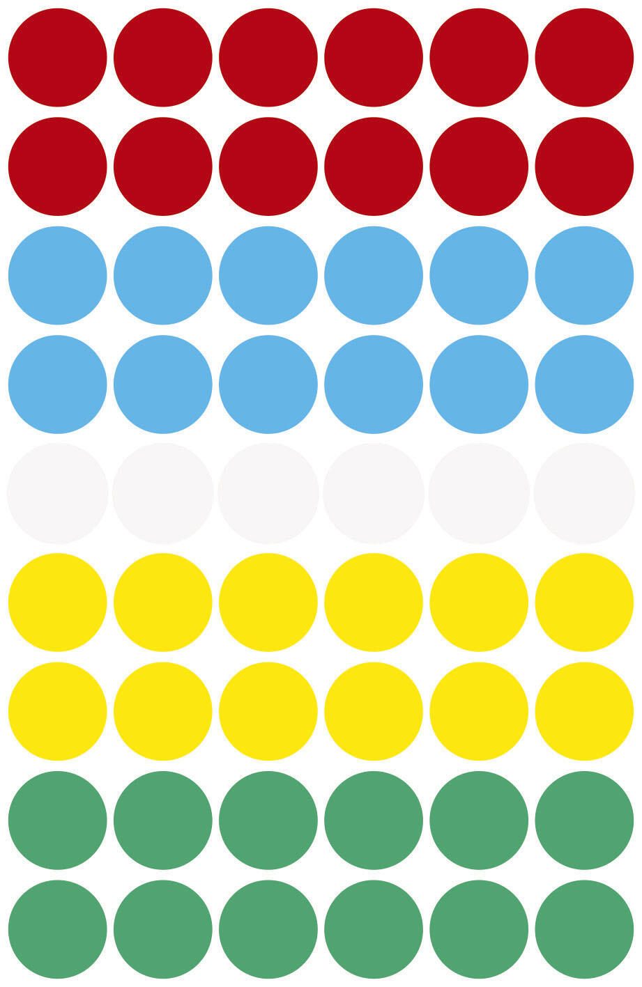 AVERY Zweckform Klebepunkte Ø 12,0 mm rot, weiß, grün, blau, gelb