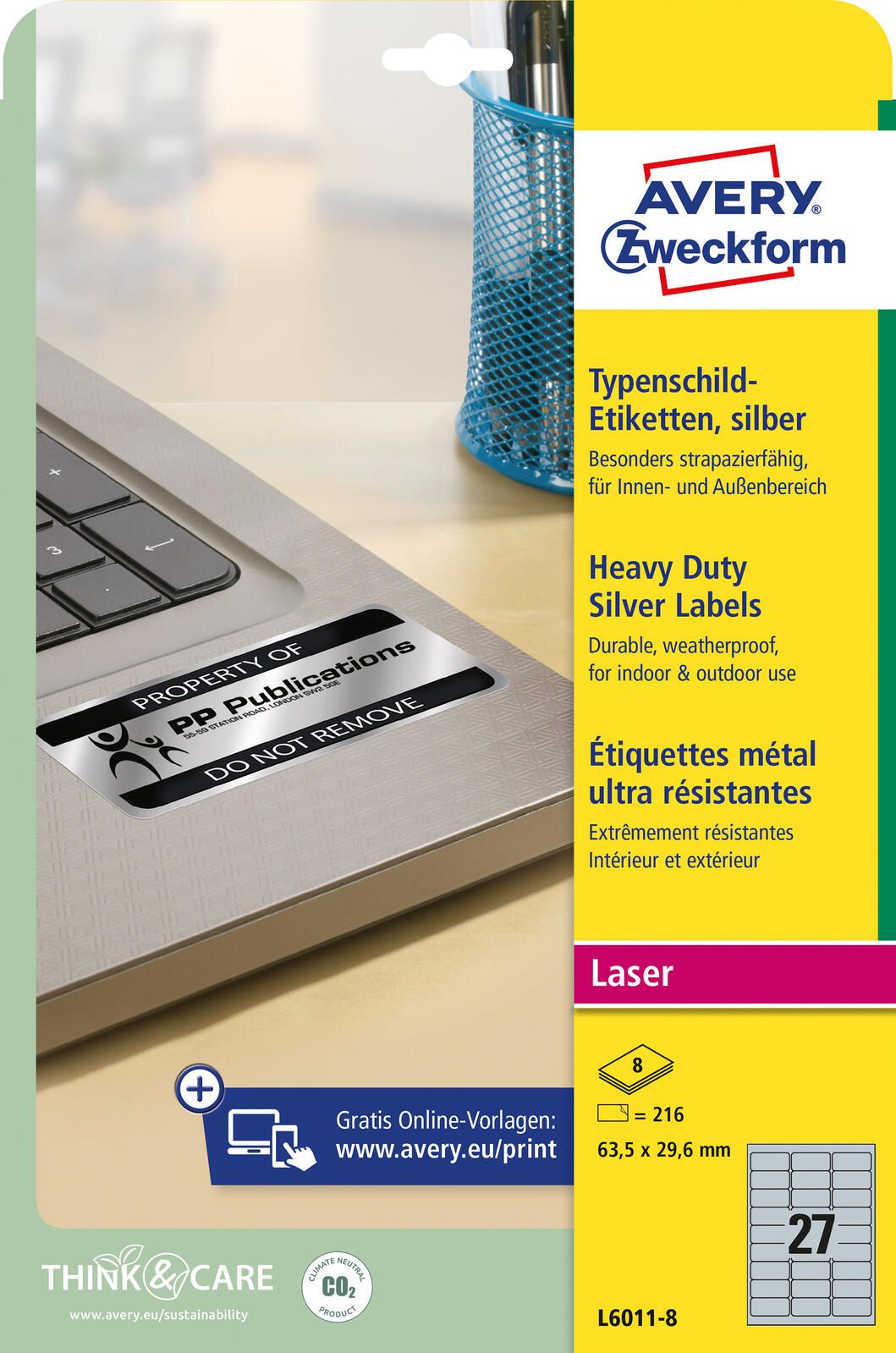 AVERY Zweckform Typenschildetiketten 63,5 x 29,6 mm